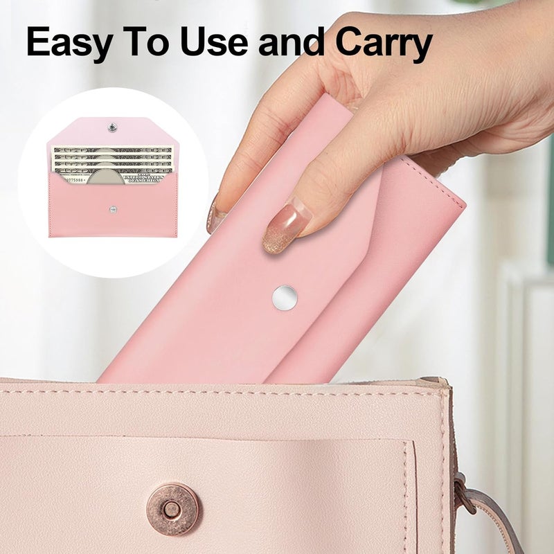 Nolcha Pu Leather Cash Envelope Wallet - Reusable Cash Stuffing Wallet for Men and Women -Pink - Image 5